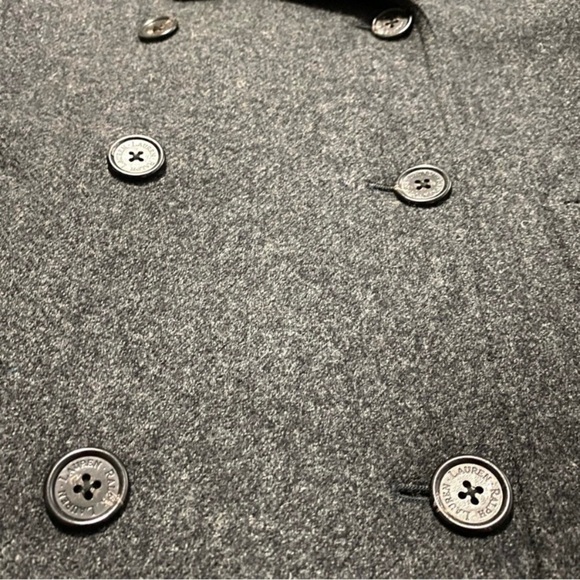 Vintage LAUREN Ralph Lauren Green Label Cropped Wool Pea Coat Jacket Size 14 - Picture 6 of 13